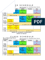 Class Schedule: No. of Teaching Hours: 12/week Time Mon. Tues. Wed. Thurs Fri