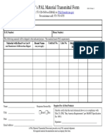 Shipper's PAL Material Transmittal Form: FAX To: 573-526-5636 or EMAIL To: For Assistance Call: 573-751-6735