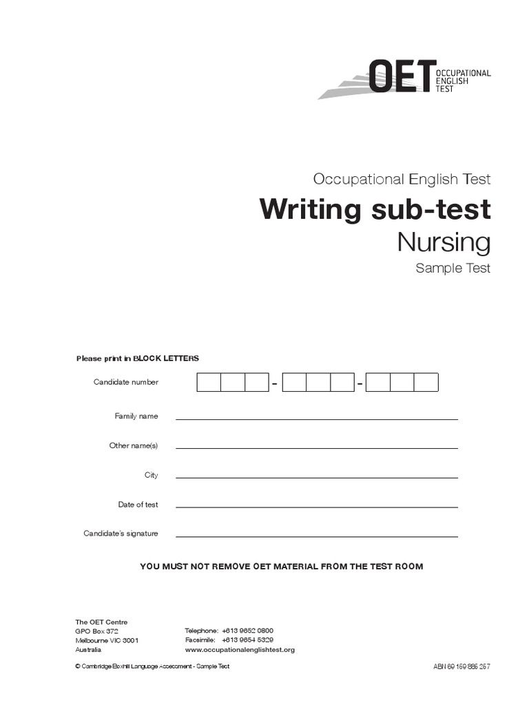 OET Writing Test 4 PDF Physical Therapy Health Care