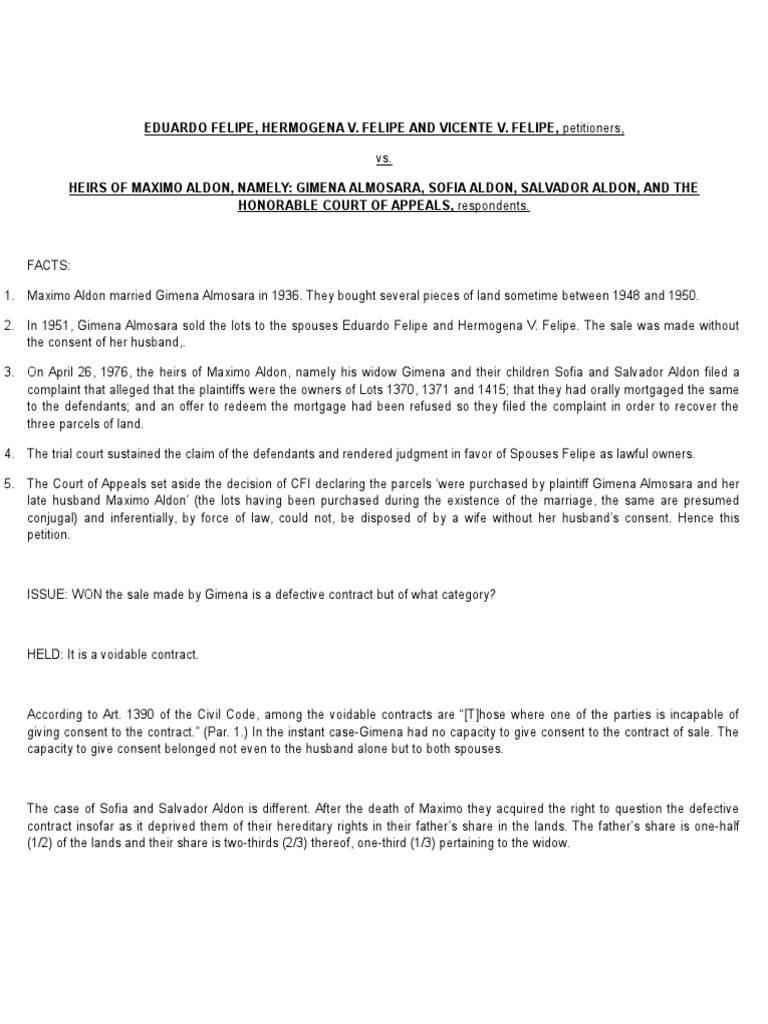 Land Sale Dispute: Voidable Contract Ruling | PDF | Annulment ...