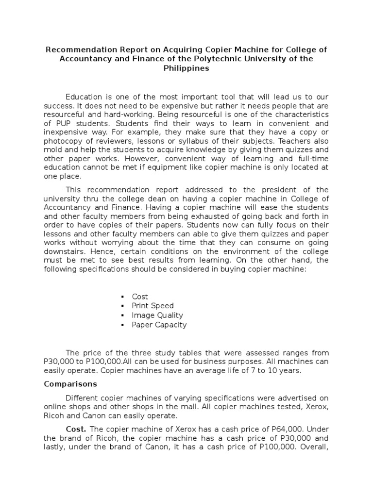 Report About Copier Machine Photocopier Printer
