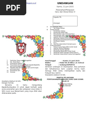 Contoh Undangan Perpisahan Kelas Vi Pdf