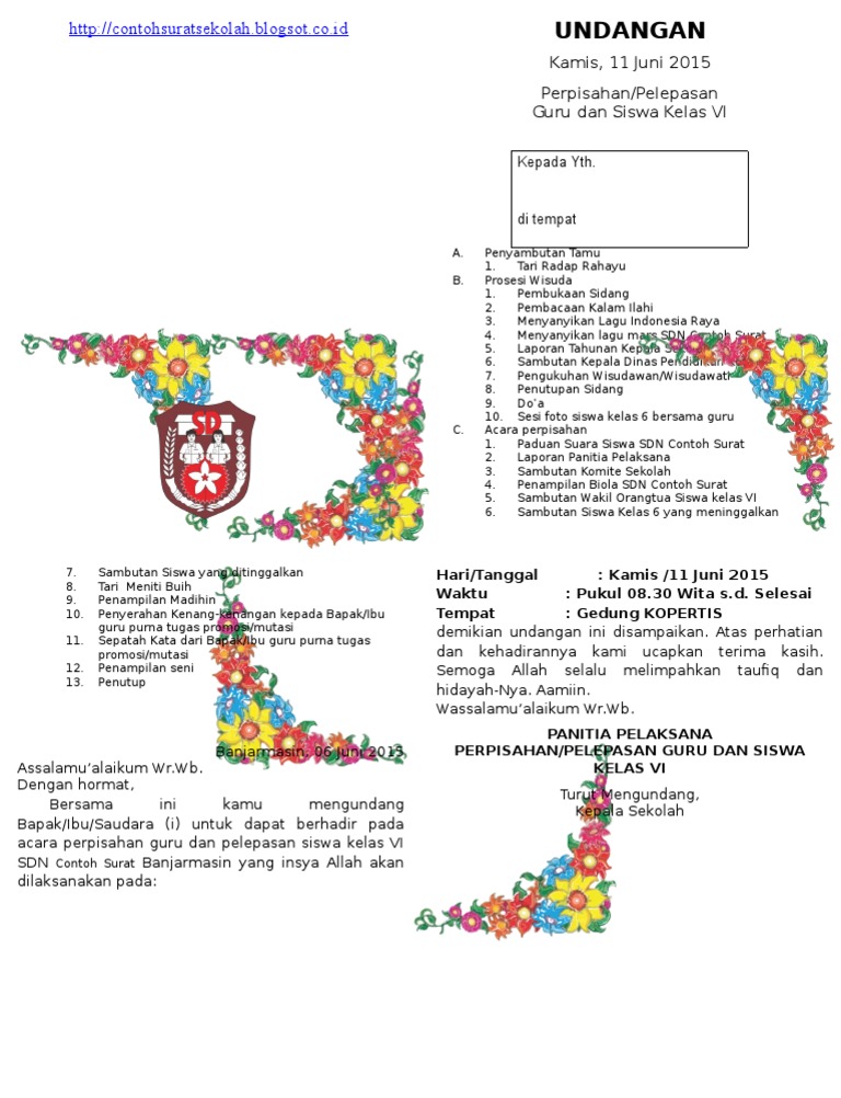 Doc Surat Undangan Kenaikan Kelas Abdul Wahid Academia Edu
