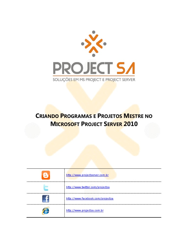 Microsoft Project Server 2010 - Projetos Mestre PDF | PDF | Direitos ...