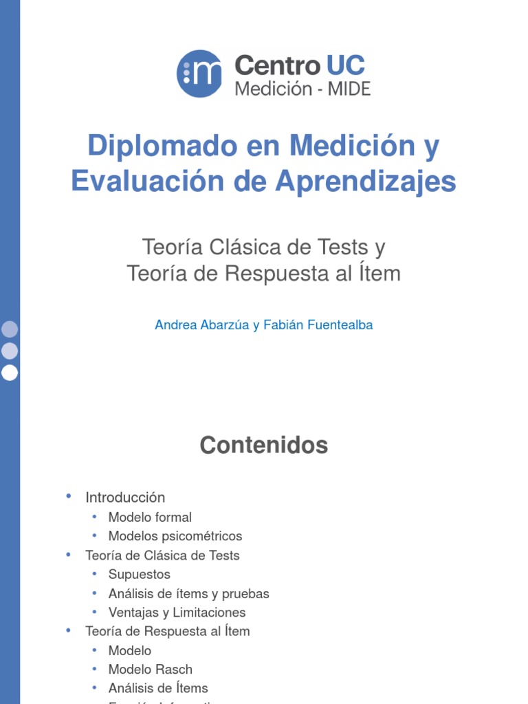 Teoria clásica de test y teoría de respuesta al ítem