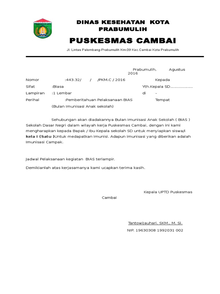 Surat Pemberitahuan Bias Campak 2016 Pdf