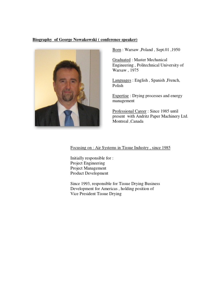 George Nowakowski: Tissue Drying Expert | PDF