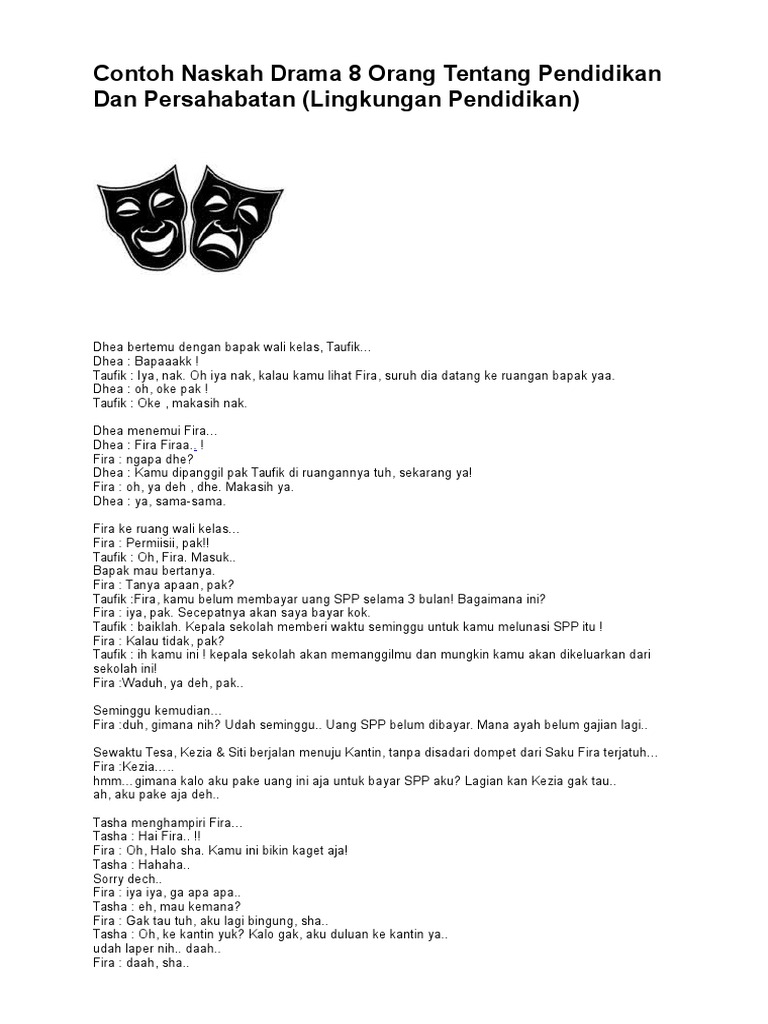 Contoh Naskah Drama 8 Orang Tentang Pendidikan Dan