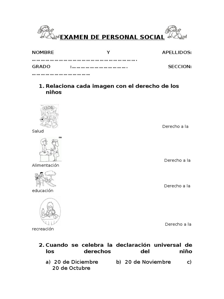 Examen de Personal Social | PDF