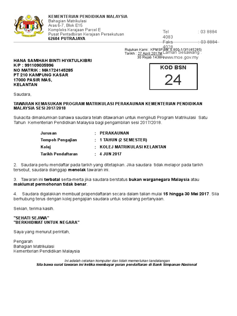 Aplikasi Permohonan Program Matrikulasi Pdf