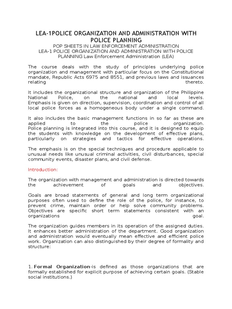 Police Organization and Management Overview | PDF | Police | Crime ...