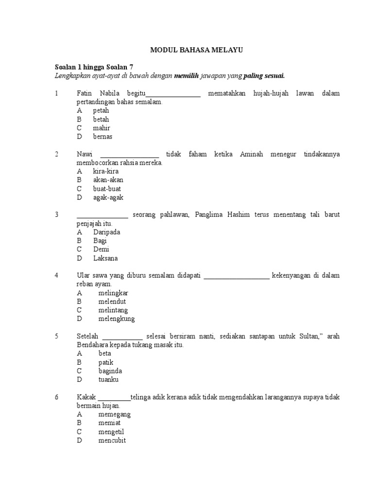 76445190 Modul Bahasa Melayu Tingkatan 1