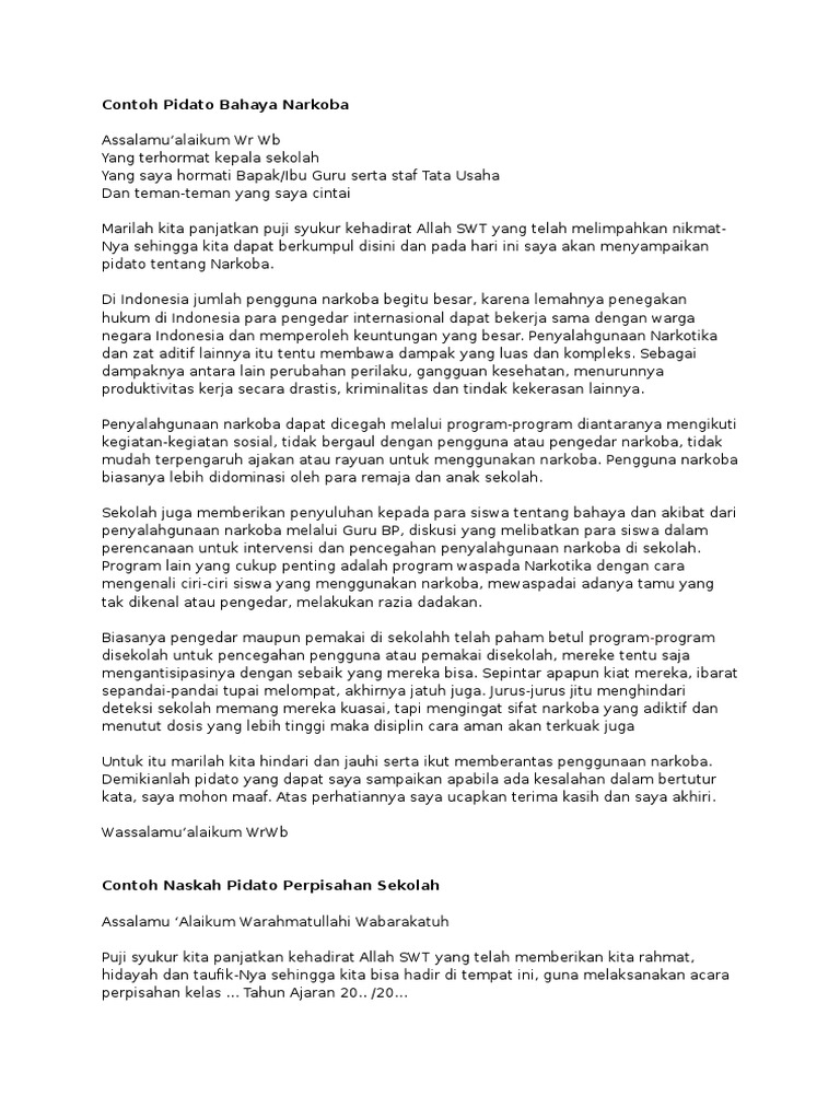 Contoh Pidato Bahaya Narkoba PDF