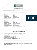 Course Syllabus: COURSE TITLE: MECT 111 Statics