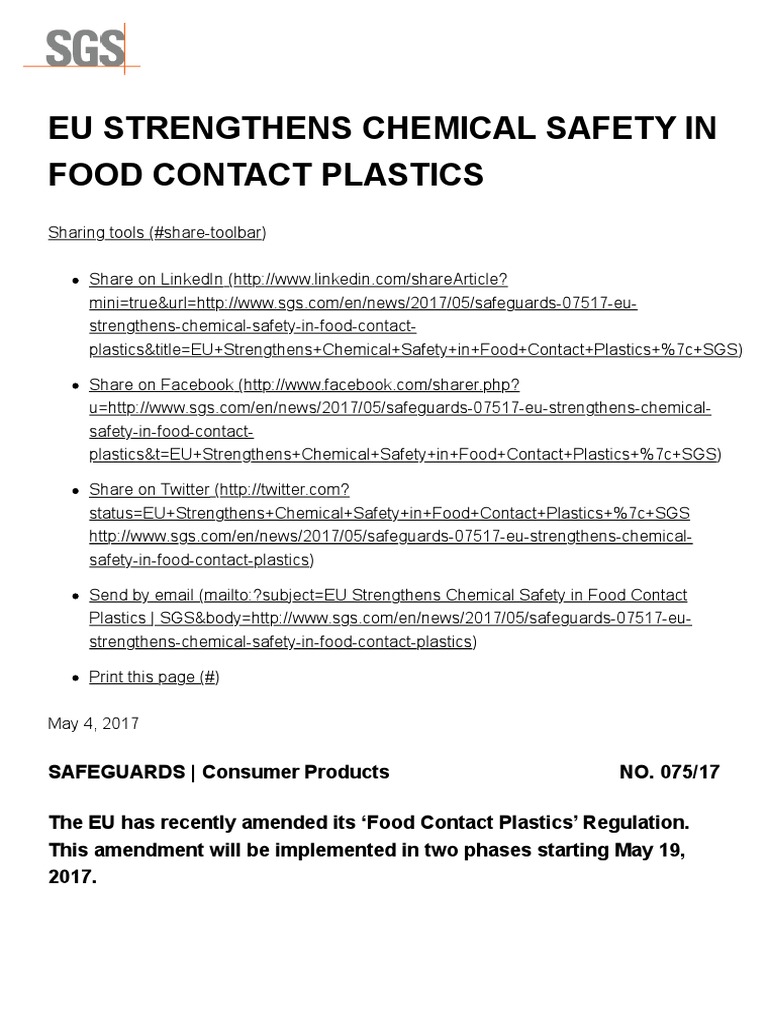 EU Strengthens Chemical Safety in Food Contact Plastics European