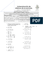 Autoevaluación de Sistemas de Ecuaciones MCS 1º