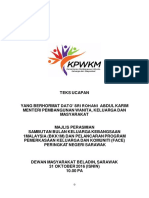 Teks Ucapan YB Menteri Pelancaran FACE Beladin, Pusa, Sarawak