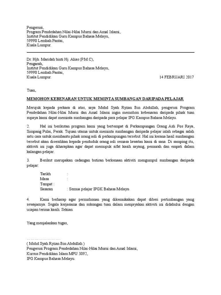 Surat Kepada Pengarah