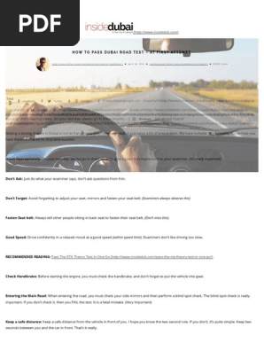 How To Pass Dubai Road Test At First Attempt Insidedubai Road
