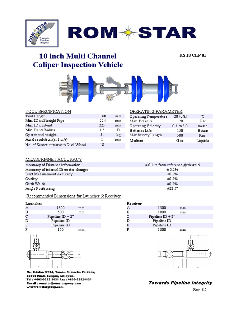 Pipeline Caliper Inspection Tool Specs | PDF