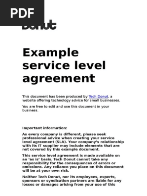 Service Level Agreement