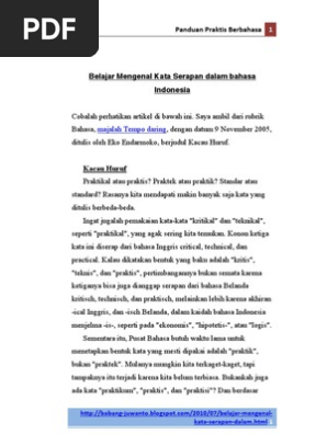 Belajar Mengenal Kata Serapan Dalam Bahasa Indonesia