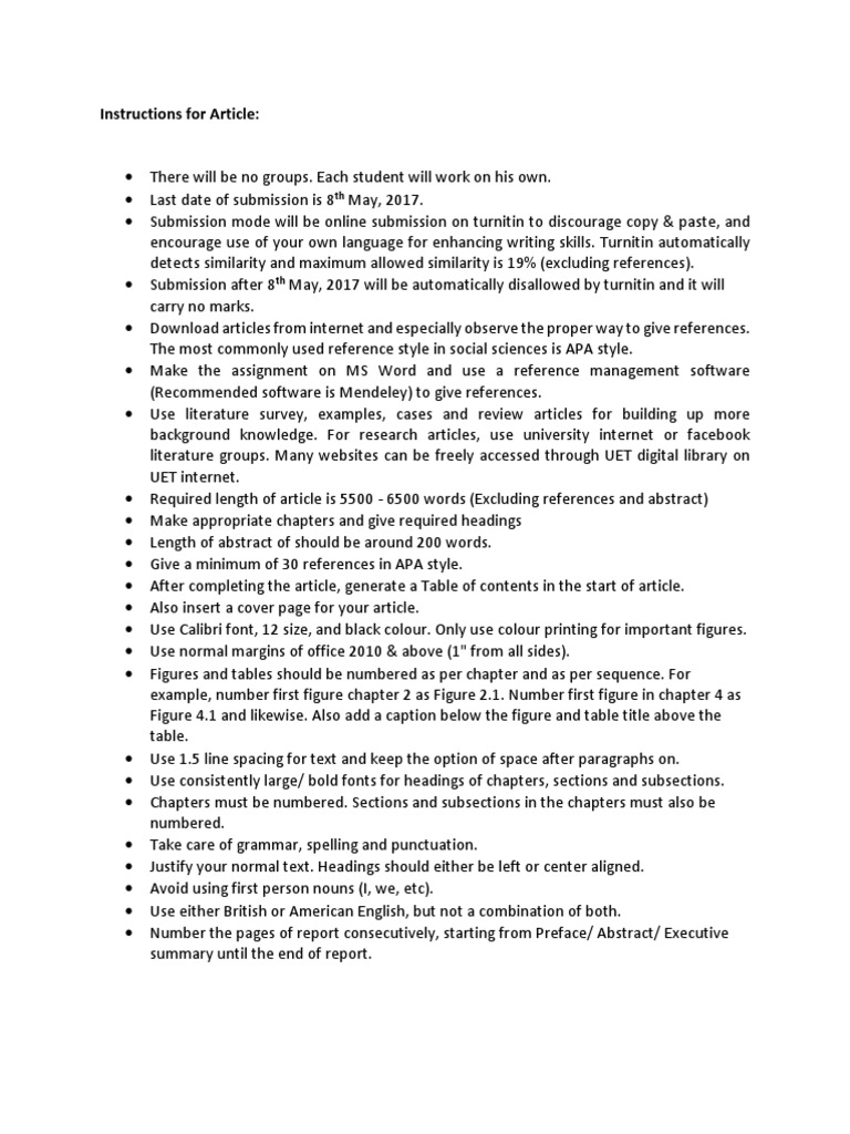 Article Submission Guidelines and Requirements | PDF | Turnitin ...