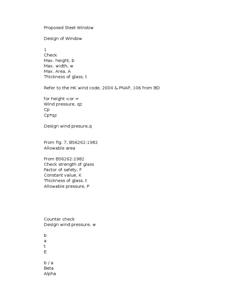 Steel Window Design Specifications | PDF | Pressure | Mechanical ...