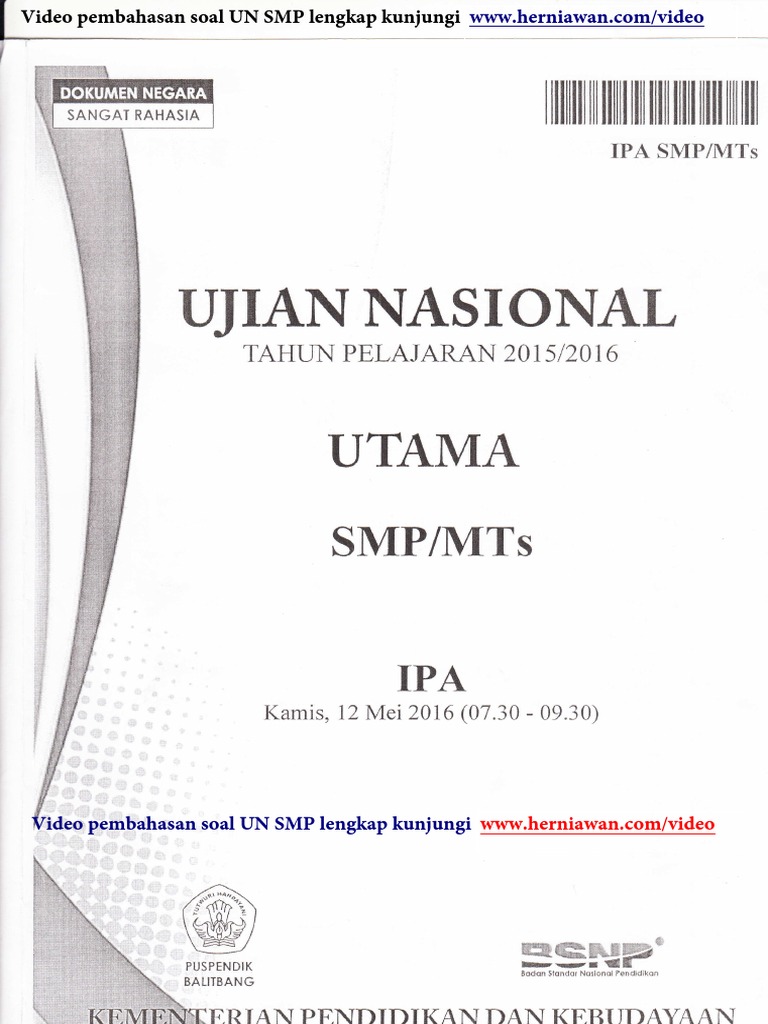 Download  Soal  UN  IPA SMP 2020 dan Pembahasan pdf   Download  Soal  UN  IPA SMP 2020 dan Pembahasan pdf