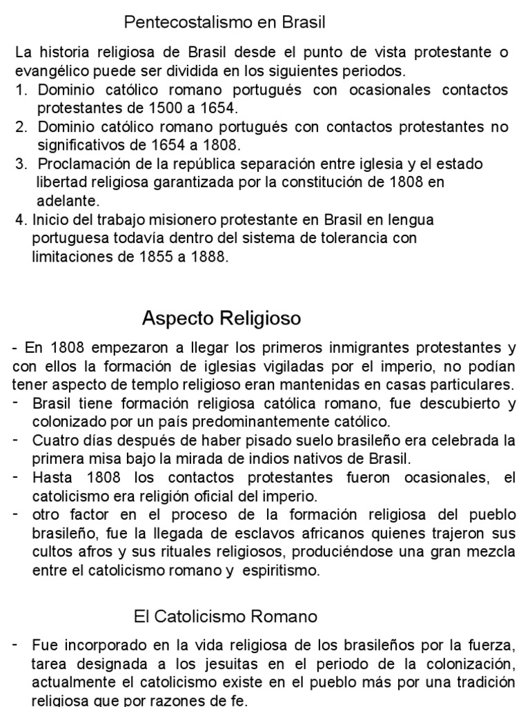 Historia del Pentecostalismo en Brasil | PDF | protestantismo | Brasil