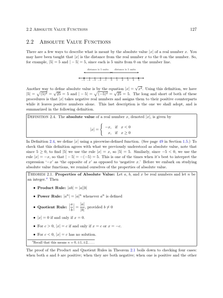 Absolute Value Functions PDF Maxima And Minima Bracket