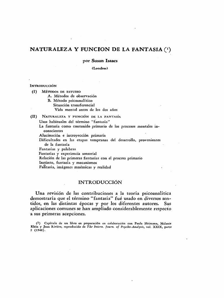 Función y naturaleza de la fantasía | PDF | Mente inconsciente ...