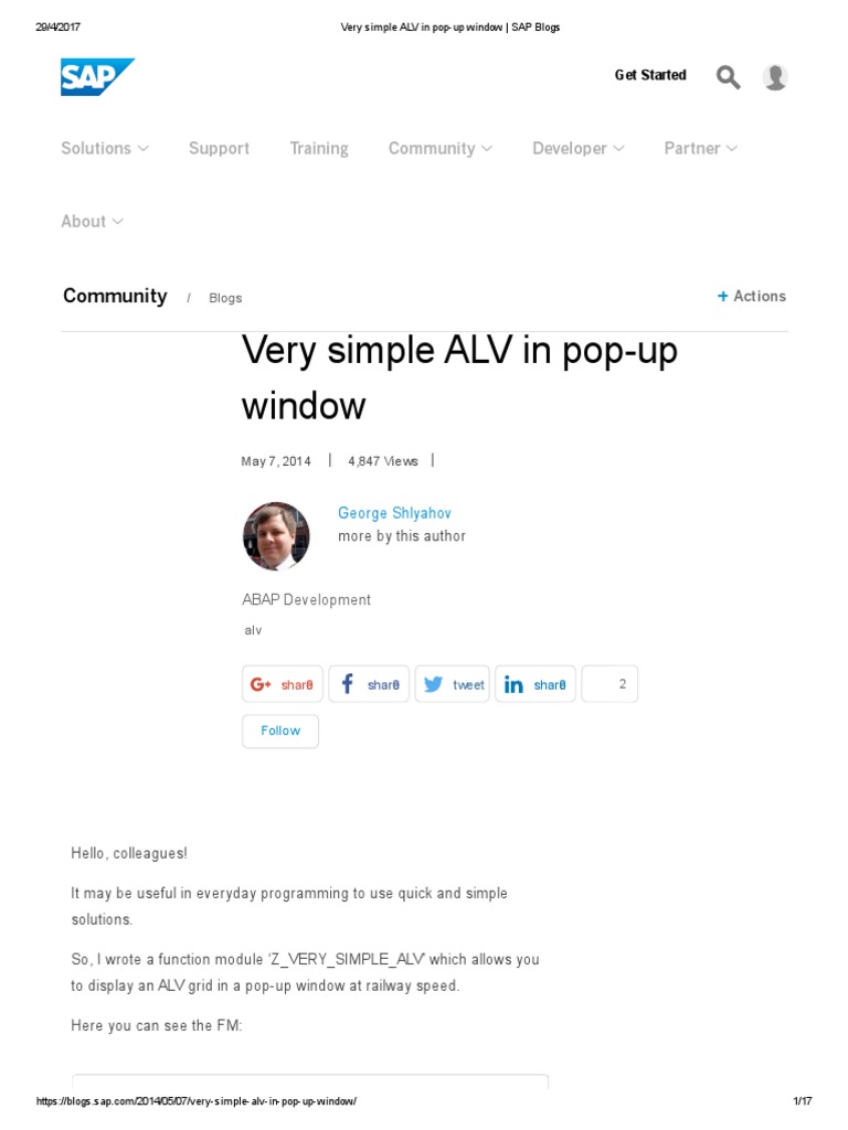 Very Simple ALV in Pop-Up Window - SAP Blogs | PDF | Software ...