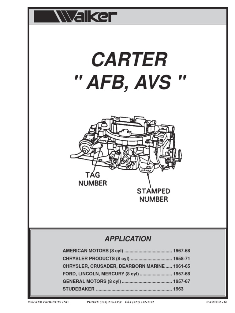 Carter Carburetor Parts and Diagrams | PDF | Valve | Pump