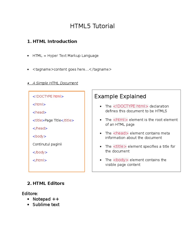 HTML5 Tutorial Example Explained PDF