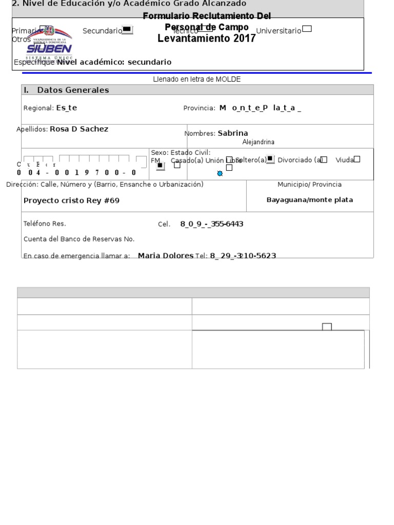 Formulario de Datos Personales