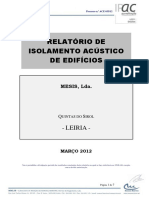 Relatório de isolamento acústico de edifícios