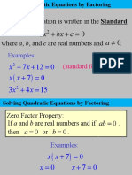 Solving Quadratic Equations Factoring Method