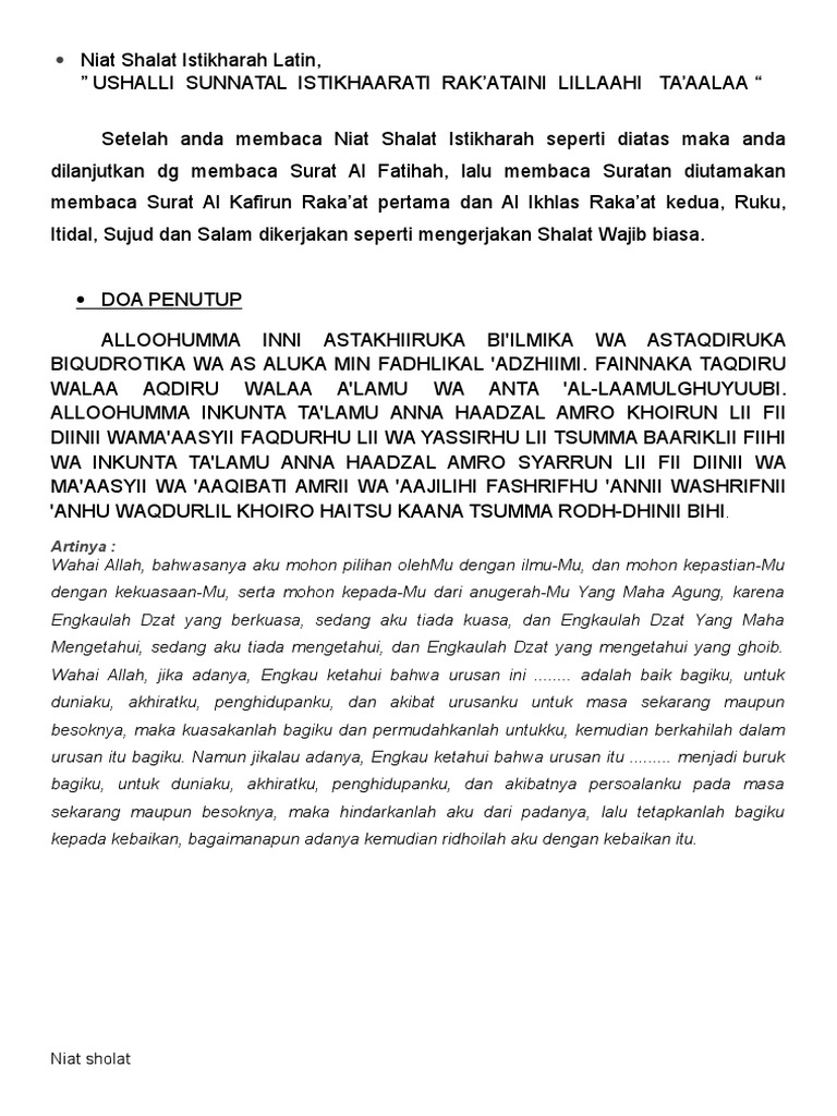 Artinya Niat Sholat