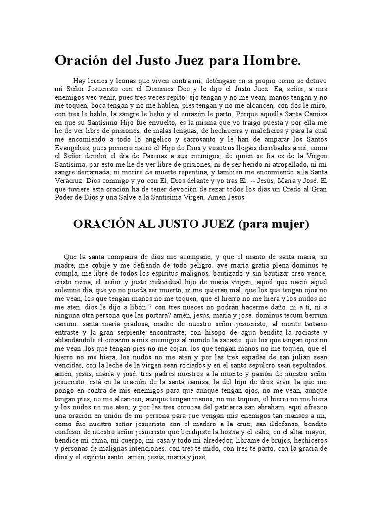 Oración Del Justo Juez Para Hombre Pdf María Madre De Jesús Oración