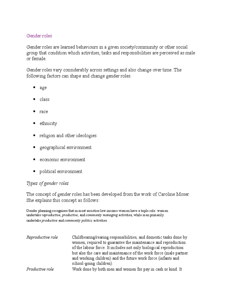 Gender Roles | PDF | Gender Role | Gender