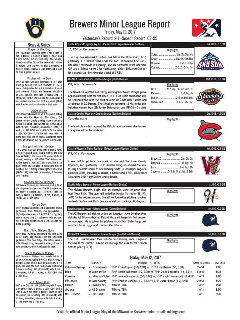 5.12.17 Minor League Report Home Run Batting (Baseball)