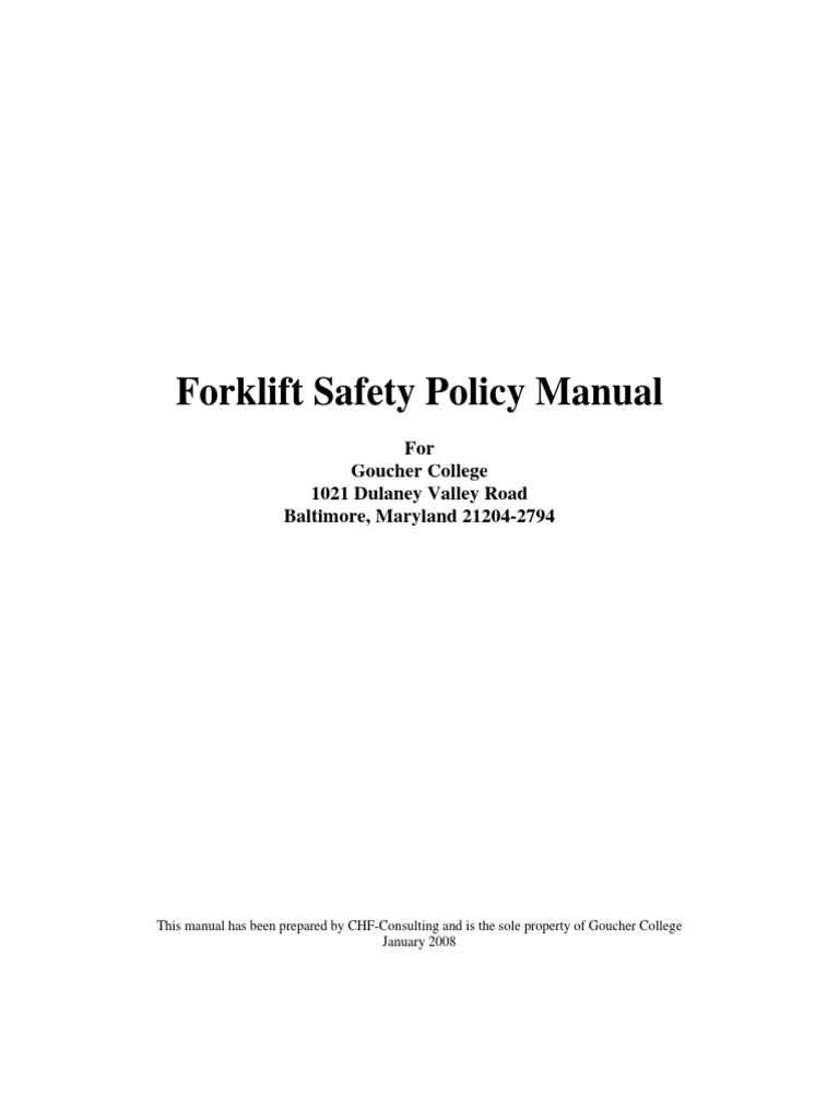 Forklift Policy Manual PDF Forklift Occupational Safety And