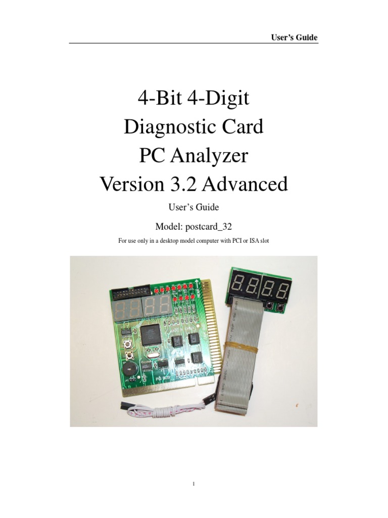 4-Bit 4-Digit Diagnostic Card PC Analyzer Version 3.2 Advanced | PDF