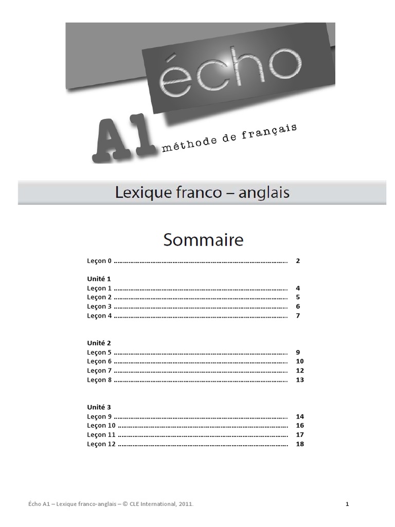 Echo A1 Lexique PDF | PDF | Pull-over | Nourritures