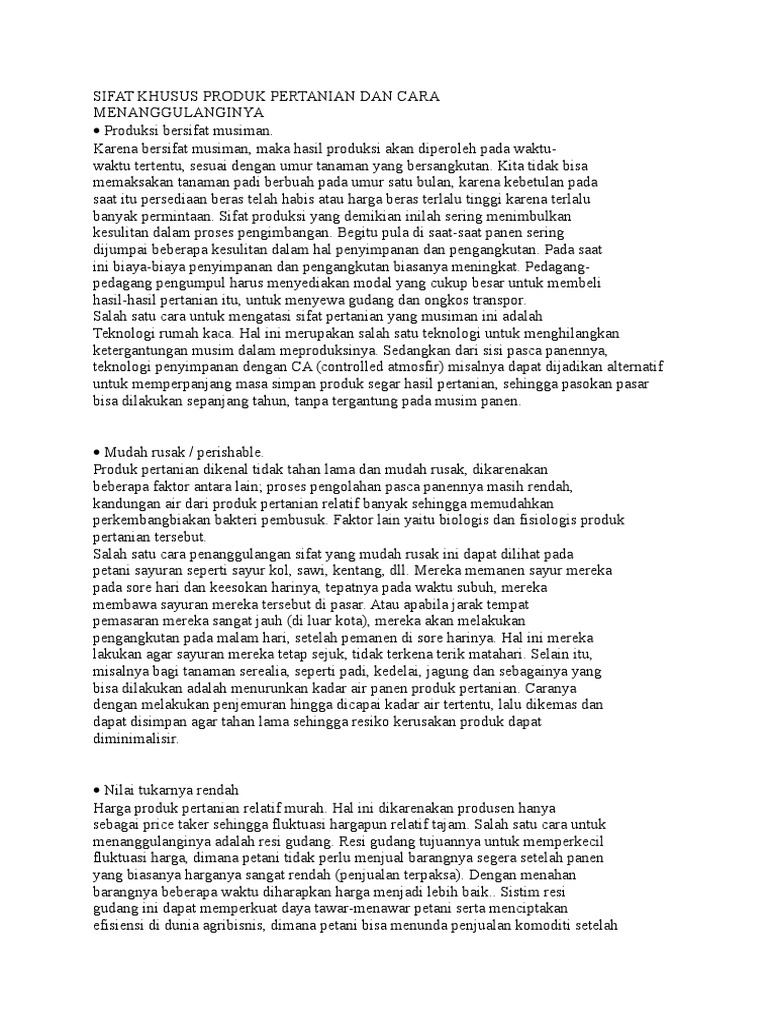 Sifat Khusus Produk Pertanian Dan Cara Pdf