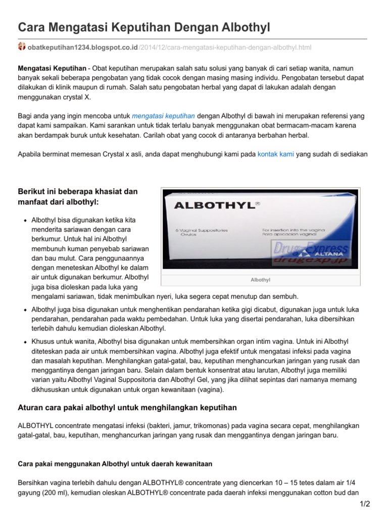 Cara Mengatasi Keputihan Dengan Albothyl