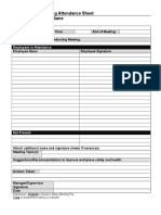 Safety Meeting Attendance Sheet Department Name