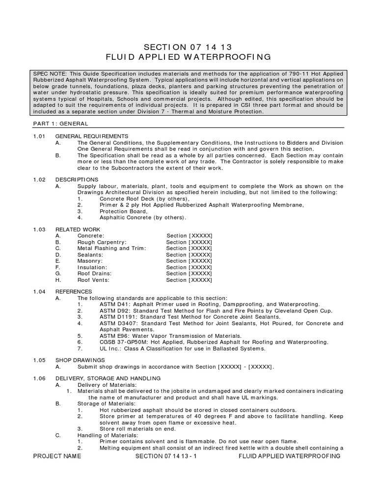 Fluid Applied Waterproofing | PDF | Asphalt | Concrete