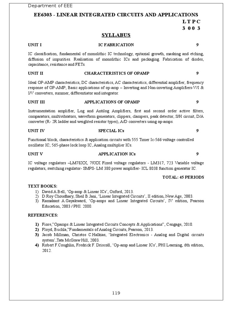 Linear Integrated Circuits Syllabus | PDF | Photolithography ...